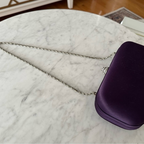 Satin Purple Clutch with strap - Picture 2 of 3